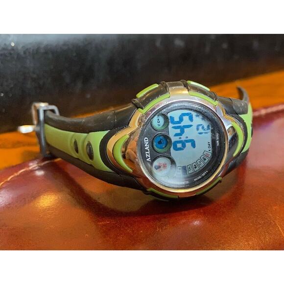 Children's37mm Azlund Sports Watch, Green and Black Poly, KW04, WR 30M - Picture 1 of 2